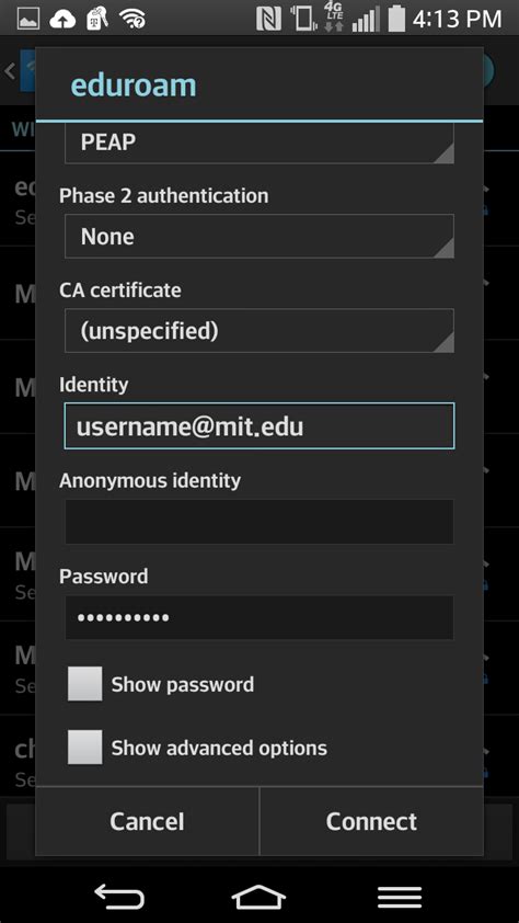 how to connect eduroam.